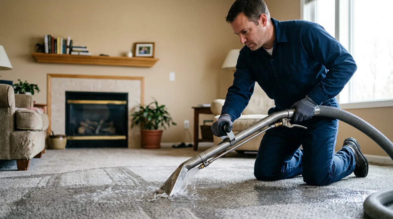 Water damage restoration technician working near Van Alstyne, TX